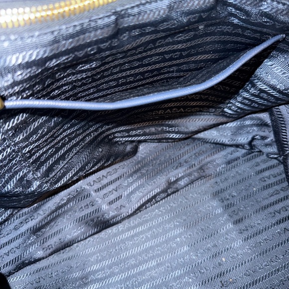 Prada Midnight Blue Saffiano Nylon Tote with Gold Accents - Picture 6 of 7